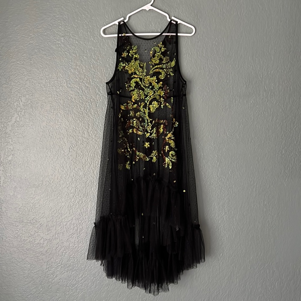 Black tulle Free People sheer sequin dress
